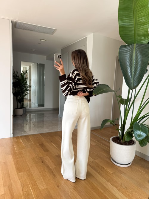 Adriana Zr Bol Paça Jean - Ekru