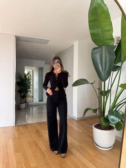 Adriana Zr Bol Paça Jean - Siyah