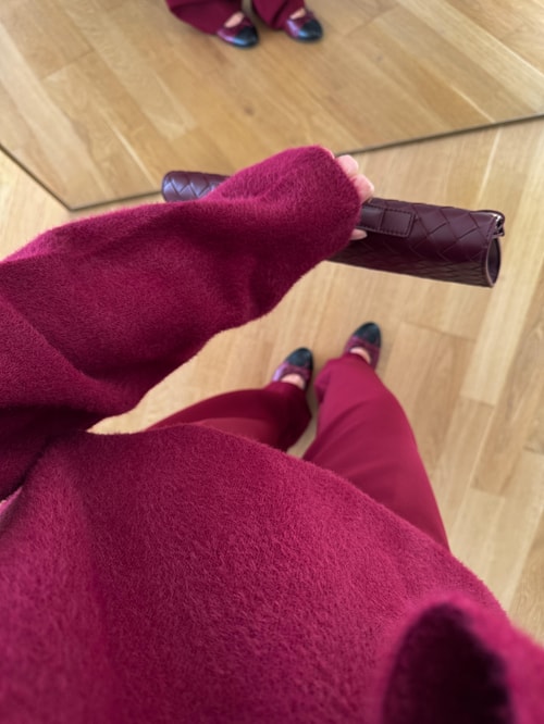 Alwina Premium Tüylü Kazak-Bordo 