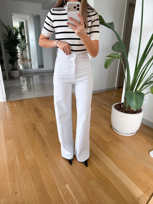 Animon Yüksek Bel Jean - Beyaz