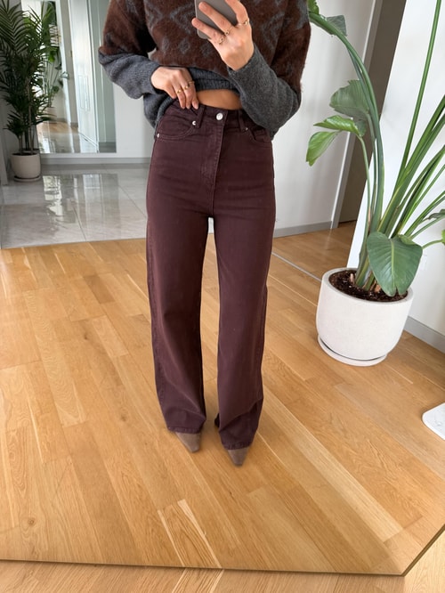 Animon Yüksek Bel Jean - Kahverengi