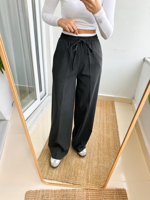 Antrasit Beli Lastikli Boxer Detaylı Pantolon