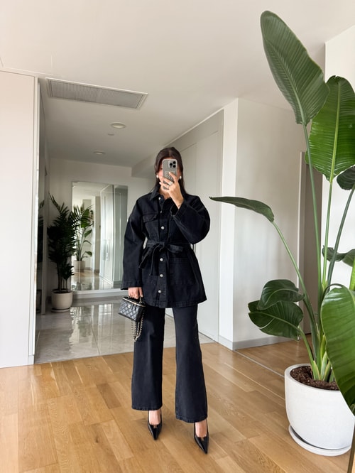 Antrasit Denim Ceket Pantolon Takım