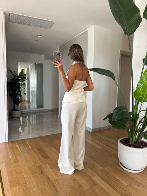 Aria Premium Yelekli Pantolon Takım - Ekru