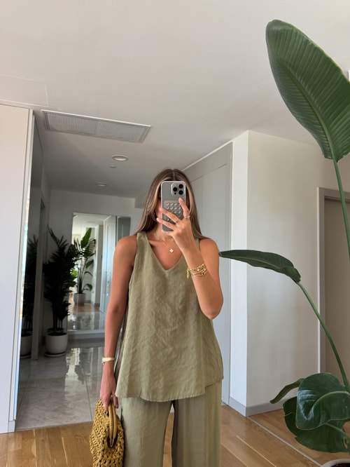 Asher Bluz Pantolon Tensel Takım - Çağla Yeşili 