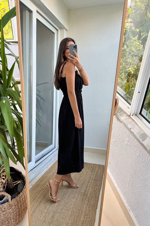 Askılı Siyah Hm Elbise