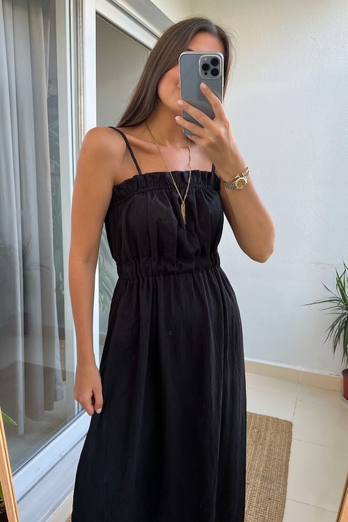 Askılı Siyah Hm Elbise