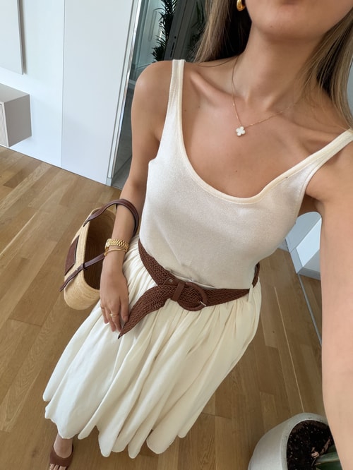 Askılı Triko Atlet - Krem