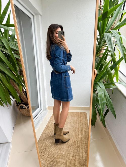 Barbara Kemerli Denim Elbise