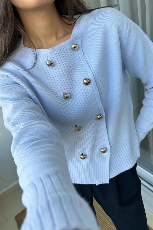 Bebe Mavisi Top Düğmeli Hırka
