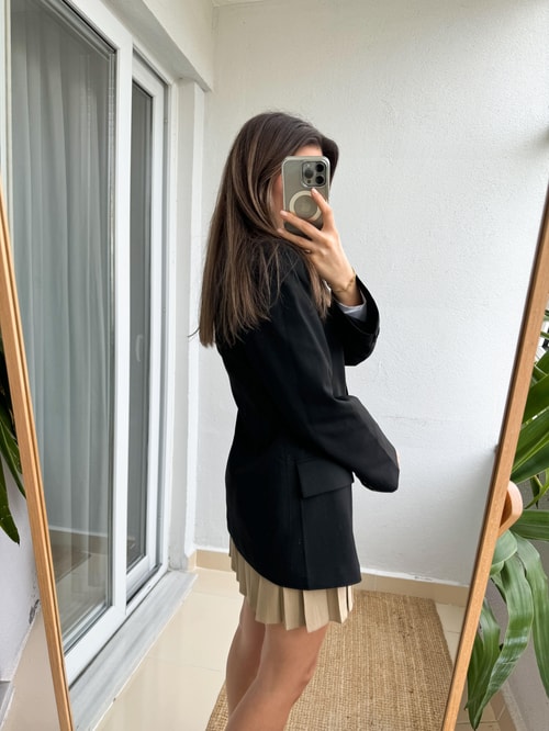 Belden Oturtmalı Blazer Ceket-Siyah