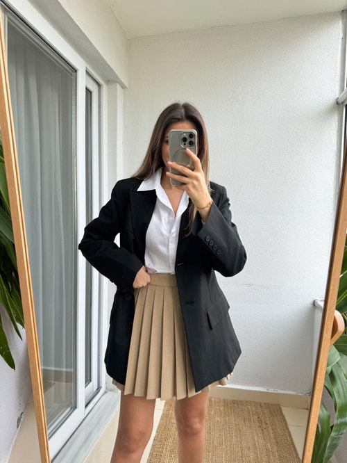 Belden Oturtmalı Blazer Ceket-Siyah