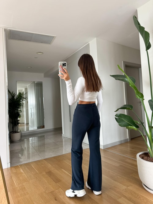Beli Düğüm Detaylı Model Pantolon-İndigo