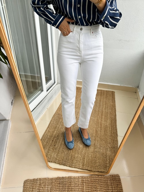 Beyaz Boyfit Jean 