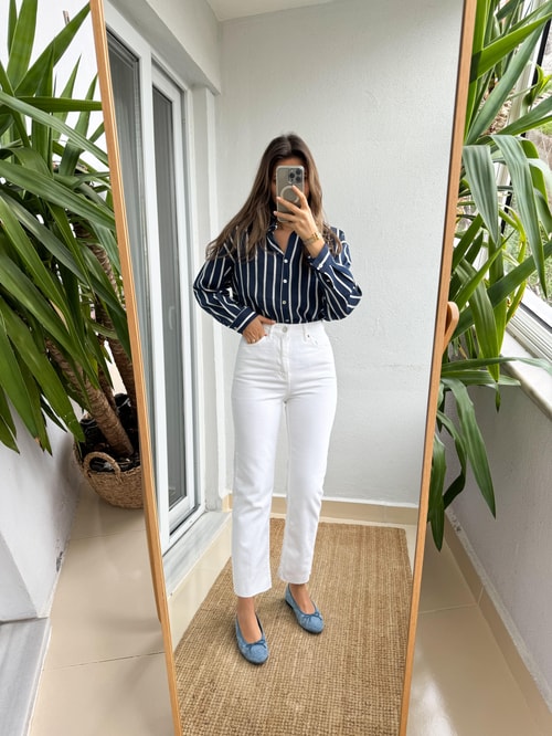 Beyaz Boyfit Jean 