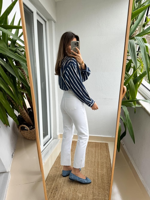 Beyaz Boyfit Jean 