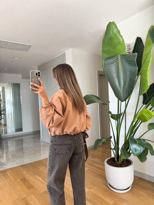 Bimeks Fermuarlı Bomber Ceket - Camel