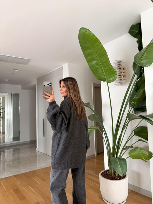 Bisso Fermuarlı Salaş Kazak - Antrasit