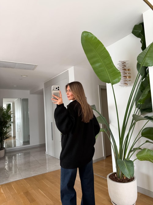 Bisso Fermuarlı Salaş Kazak - Siyah