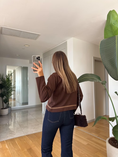 Biyeli Cep Detaylı Hırka - Kahve