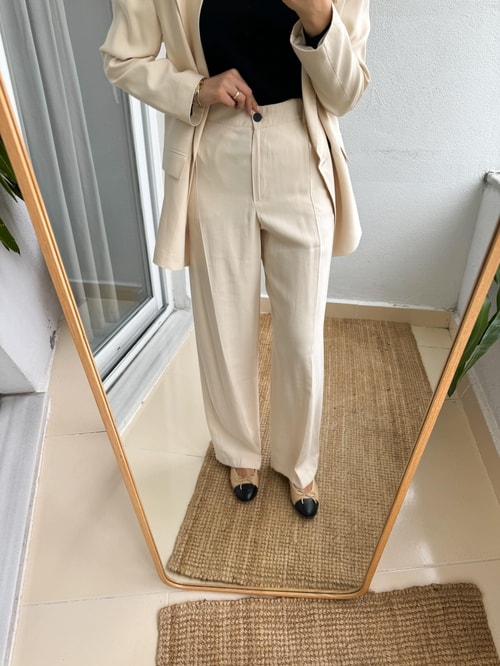 Blazer Pantolon Tensel Takım-Vanilya