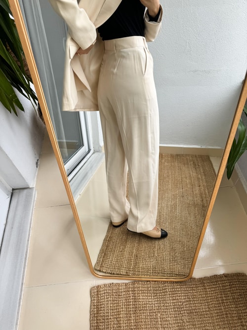 Blazer Pantolon Tensel Takım-Vanilya
