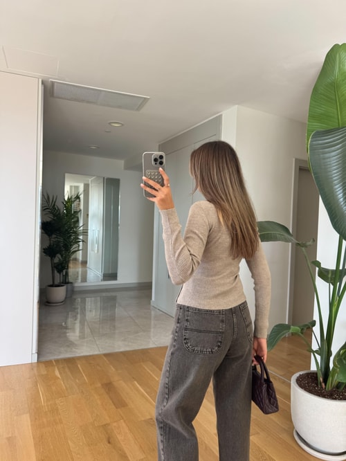 Bloom Düğme Detaylı Triko - Vizon