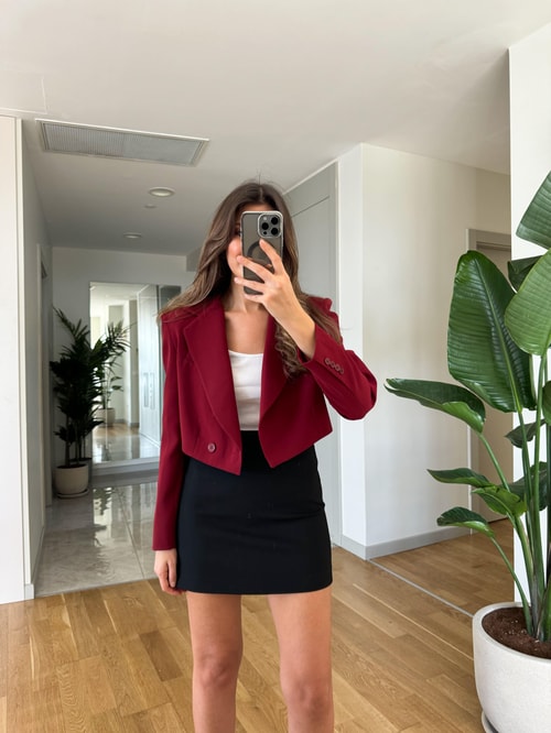 Bordo Crop Ceket