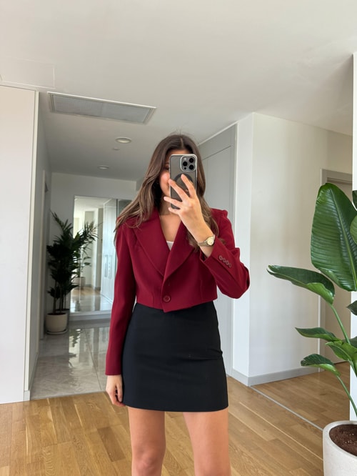 Bordo Crop Ceket
