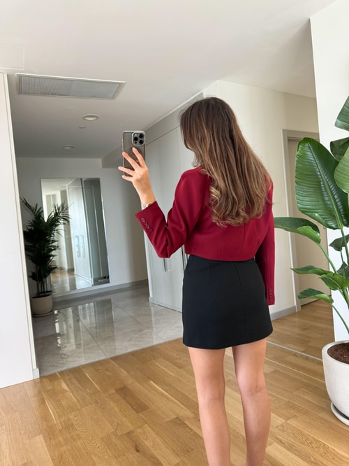 Bordo Crop Ceket