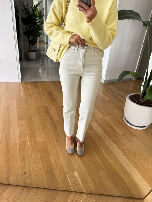 Brice Boyfit Kesik Paça Jean - Ekru 