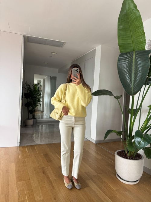 Brice Boyfit Kesik Paça Jean - Ekru 