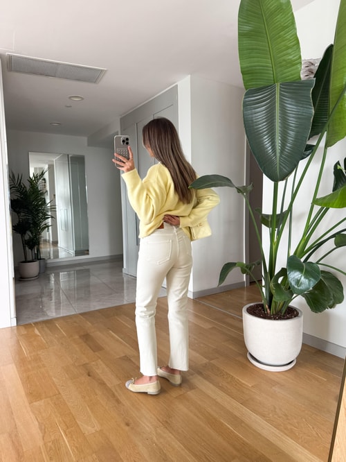 Brice Boyfit Kesik Paça Jean - Ekru 