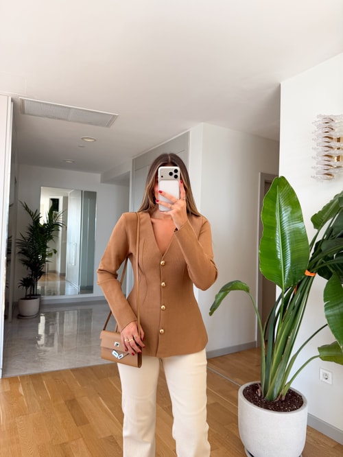 Camel Gold Düğmeli Çelik Hırka 