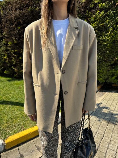 Camel Oversize Blazer Ceket