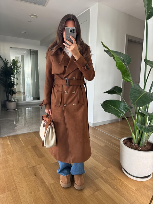Camel Süet Trençkot