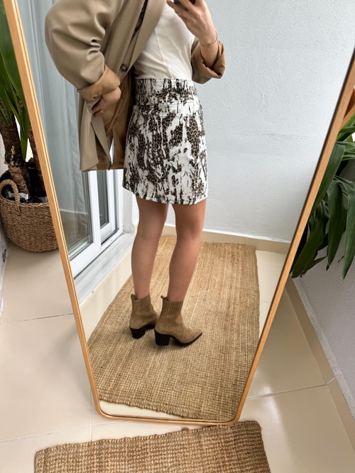 Camila Leopar Desenli Mini Etek