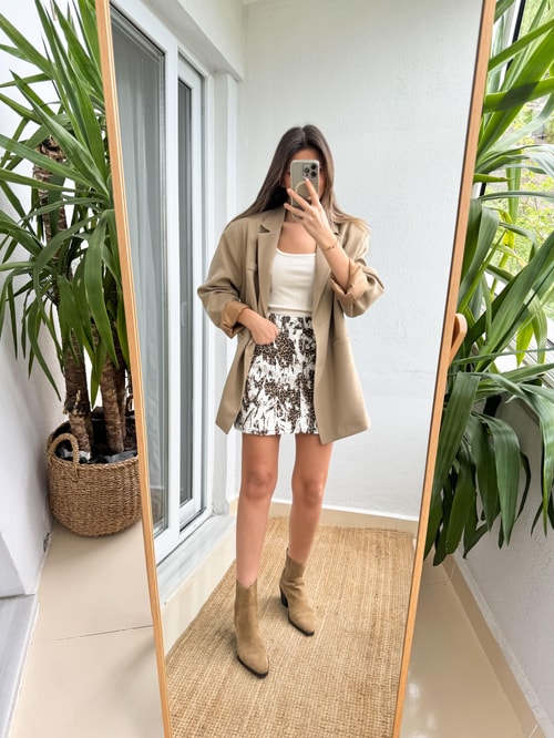 Camila Leopar Desenli Mini Etek