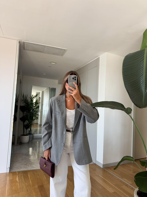 Carla Premium Blazer Ceket- Açık Gri 