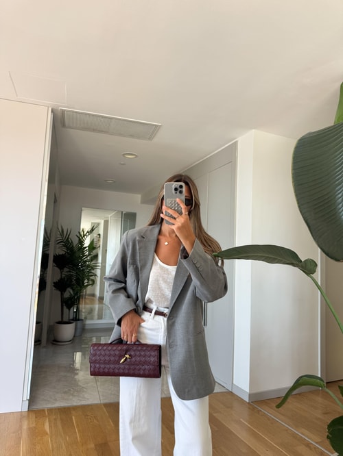 Carla Premium Blazer Ceket- Açık Gri 