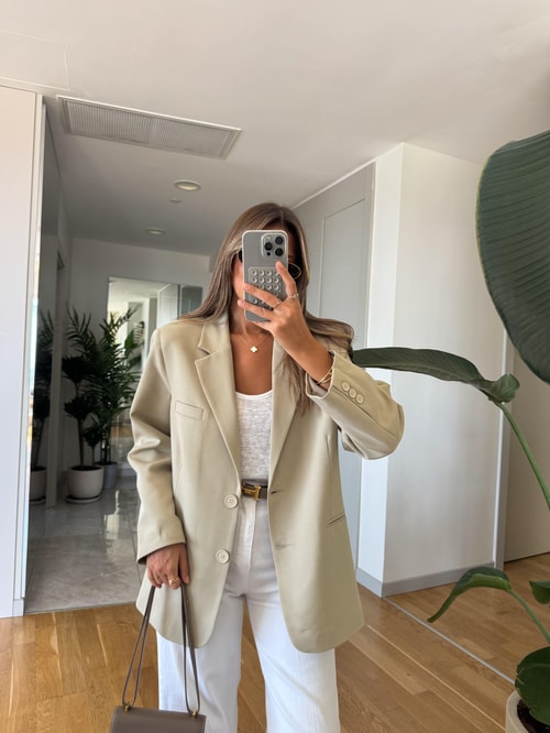 Carla Premium Blazer Ceket - Bej
