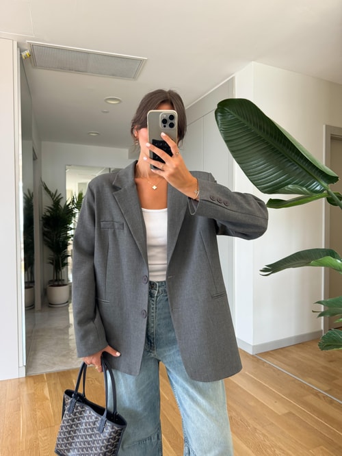 Carla Premium Blazer Ceket-Gri