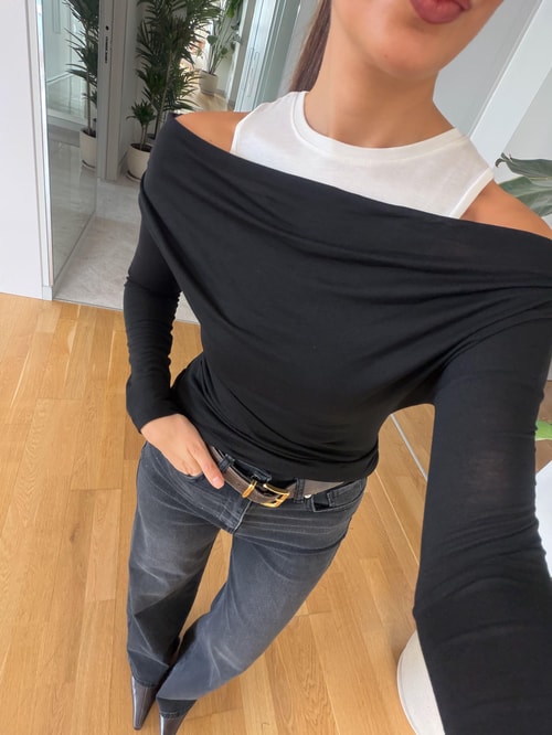 Catherine Basic Atlet Detaylı Bluz - Siyah