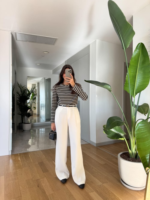 Cedric Premium Palazzo Pantolon- Beyaz