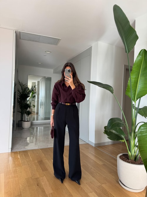 Cedric Premium Palazzo Pantolon-Siyah