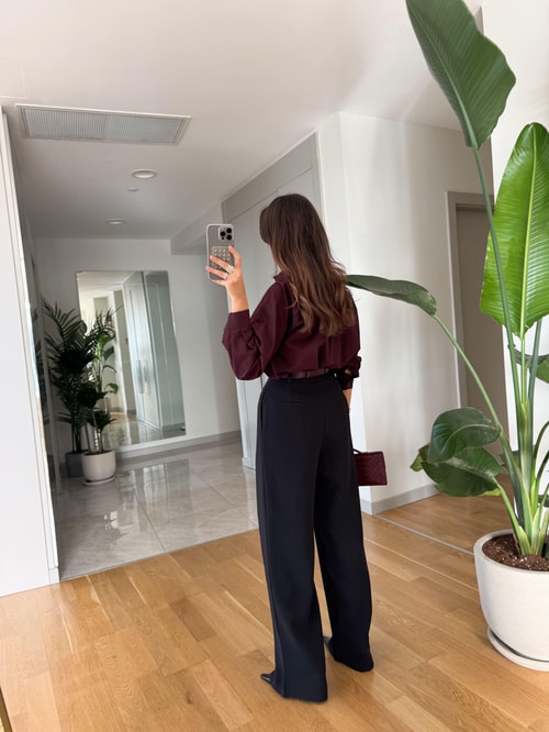Cedric Premium Palazzo Pantolon-Siyah