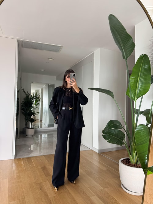 Cedric Premium Palazzo Pantolon-Siyah