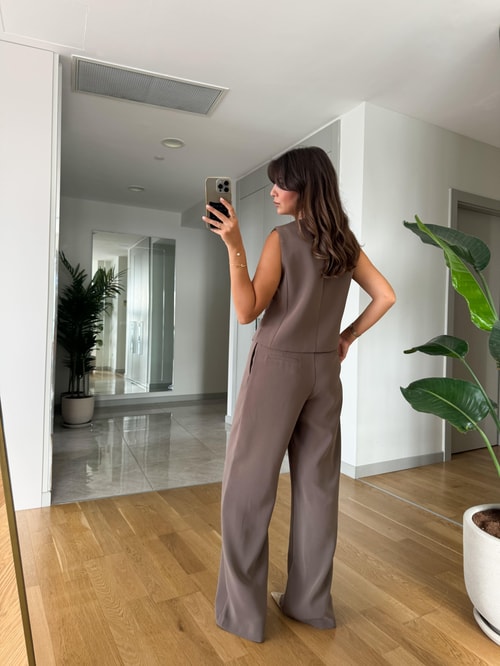 Cedric Premium Palazzo Pantolon-Vizon