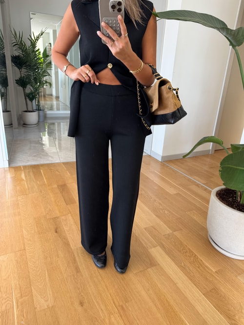 Çelik Örme Pantolon - Siyah