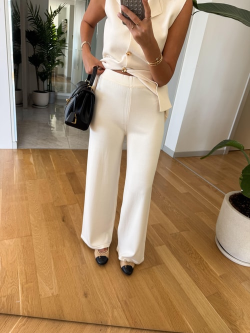 Çelik Örme Pantolon - Taş